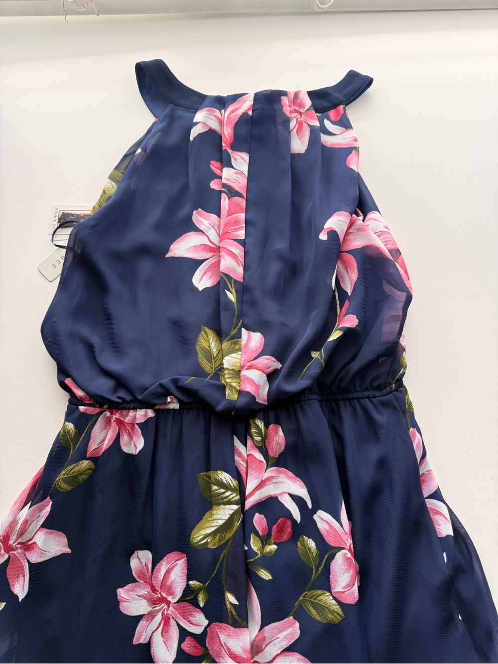 Robbie Bee Navy Maxi Dress with Pink Floral Print - Picture 9 of 12